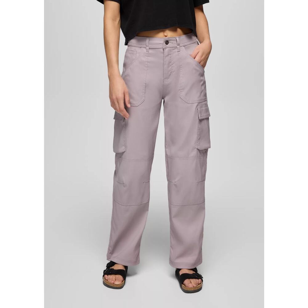 Prana Stretch Zion Cargo Pant Women's 2 Haze 33" Inseam Relaxed Fit Straight Leg